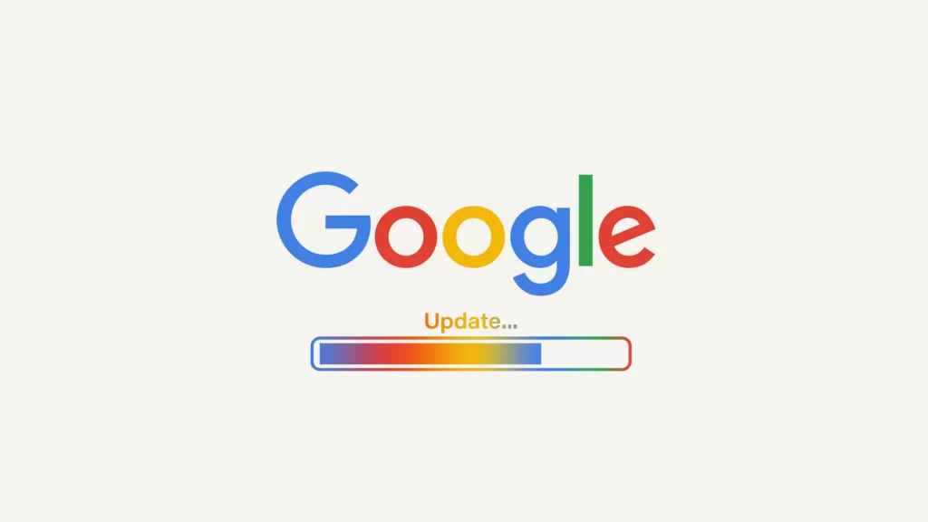 Imagem ilustrativa da tela padrão do Google sofrendo uma atualização (update)