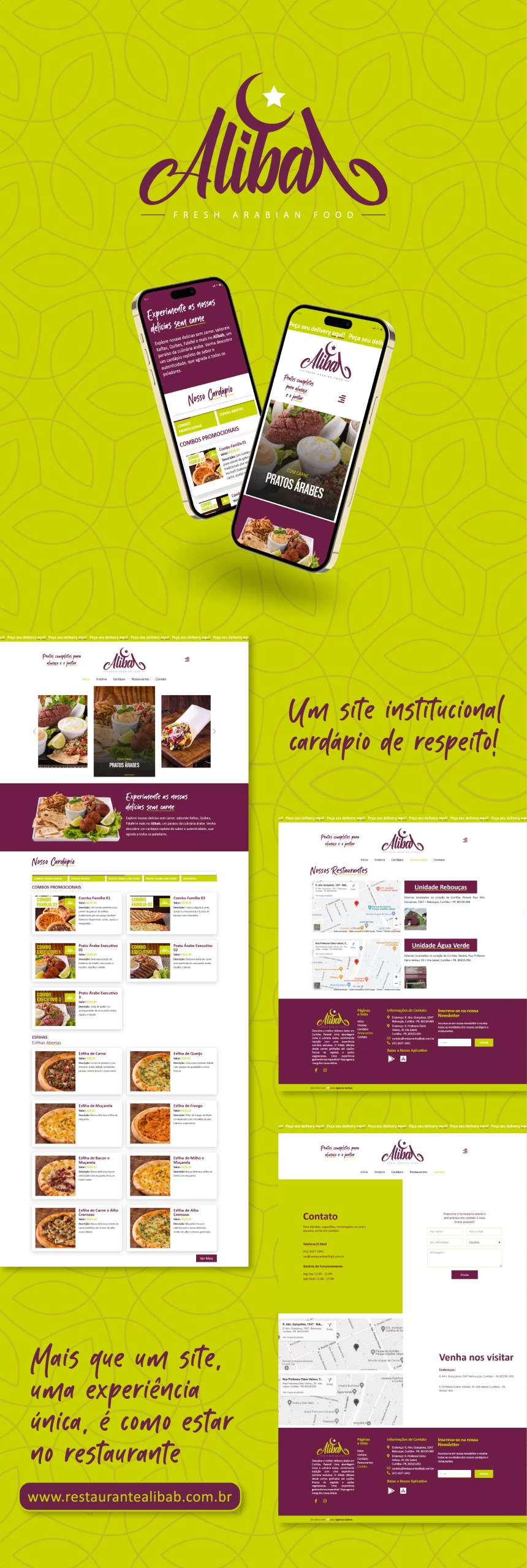 Imagem do cartão portfólio do projeto de site institucional do restaurante Alibab