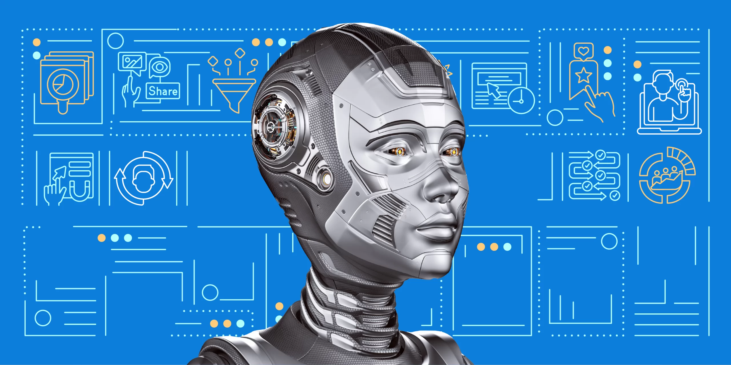 Imagem ilustrativa de um robô para representar inteligência artificial